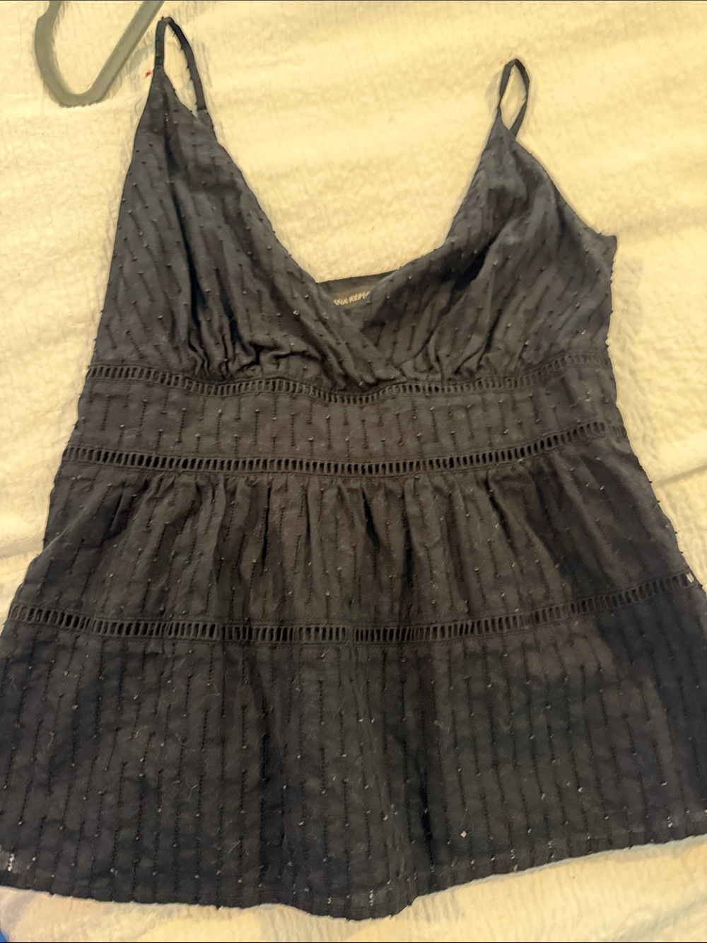 Banana Republic 100 percent cotton Black Textured V-Neck Cami